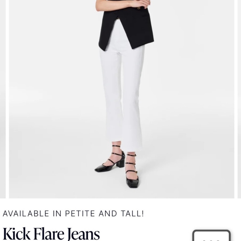Spanx white denim kick crop flare jeans